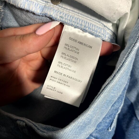 Good American Womens Blue Icon Patchwork Denim Straight Jeans 15 90s 34x27.5 - Picture 4 of 10